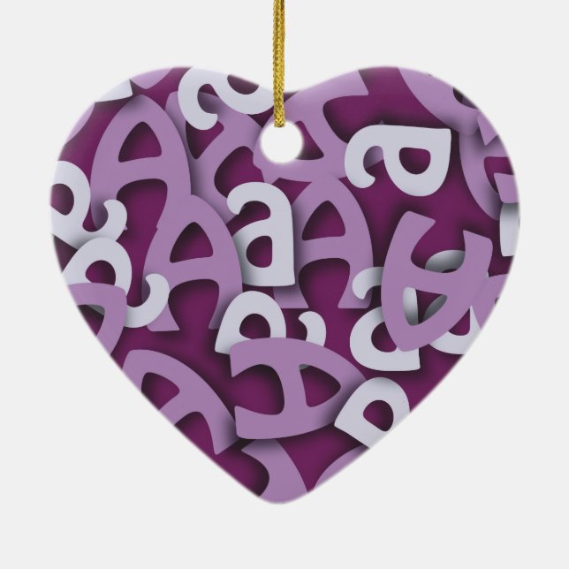 Letter A Purple Ceramic Tree Decoration (Back)