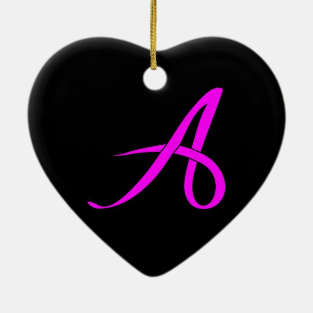 Letter A Ribbon Style Ceramic Tree Decoration (Back)