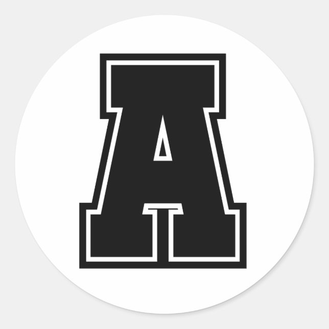 Letter A sporty college font alphabet Classic Round Sticker (Front)