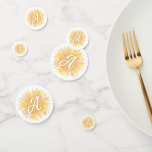 Letter A Sunflower First Name Monogram Initial Confetti