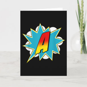 Letter A Superhero Name Comic Letter Retro Costume Card