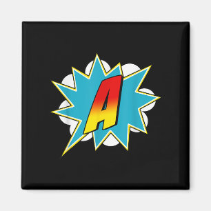 Letter A Superhero Name Comic Letter Retro Costume Magnet