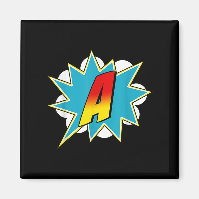 Letter A Superhero Name Comic Letter Retro Costume Magnet (Front)