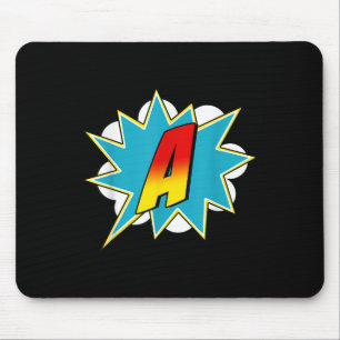 Letter A Superhero Name Comic Letter Retro Costume Mouse Pad