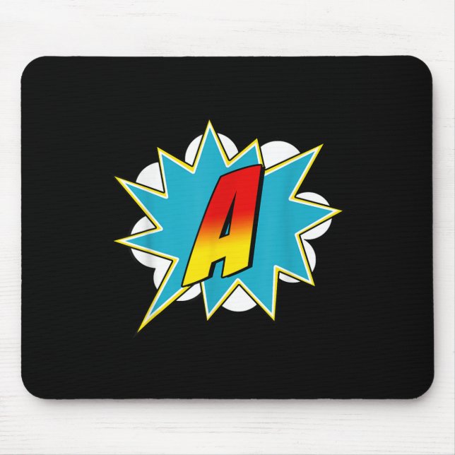 Letter A Superhero Name Comic Letter Retro Costume Mouse Pad (Front)