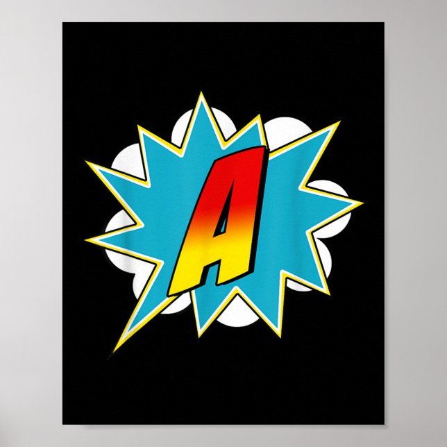Letter A Superhero Name Comic Letter Retro Costume Poster (Front)