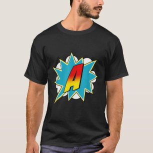Letter A Superhero Name Comic Letter Retro Costume T-Shirt