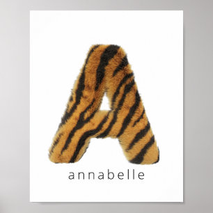 Letter A Tiger Fur Poster
