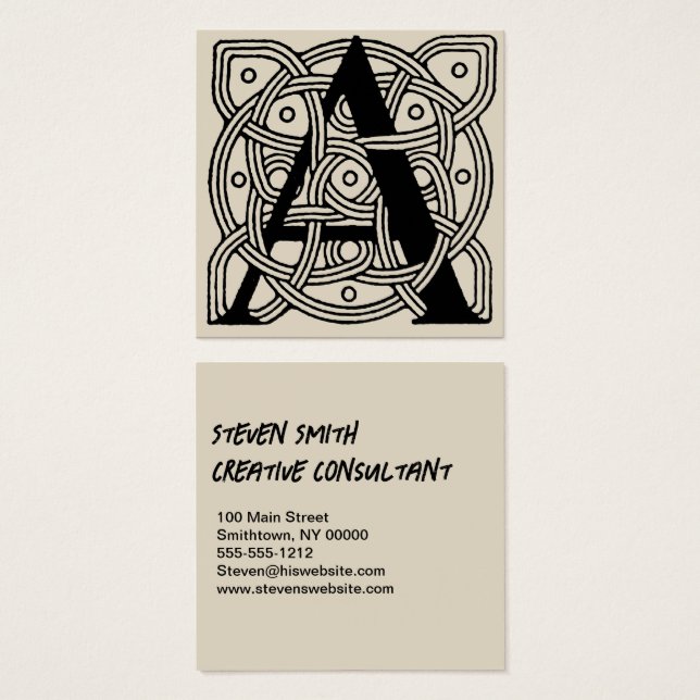 Letter A Vintage Celtic Knot Monogram (Front & Back)