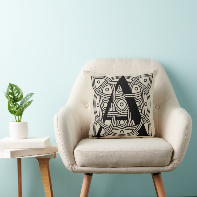 Letter A Vintage Celtic Knot Monogram Cushion (Chair)