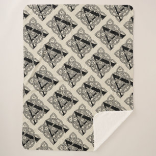 Letter A Vintage Celtic Knot Monogram Sherpa Blanket