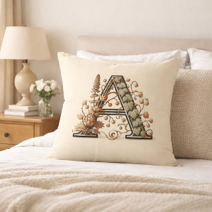 Letter "A" – Wooded Vine Monogram Design Cushion