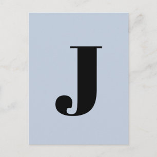 Letter Alphabet Custom Minimalist Modern Blue Postcard