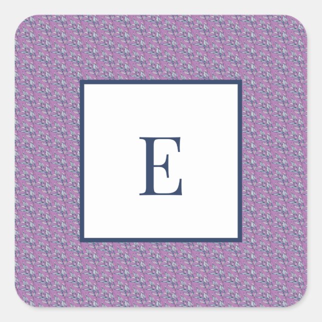 Letter and Blue and Purple Leaves  Square Sticker (Front)
