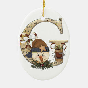Letter Art - G - Christmas Snowman Ornament