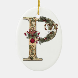 Letter Art - P - Christmas Coffee Mug Ornament