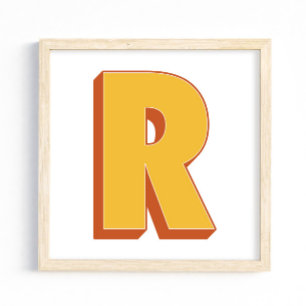 Letter Art Poster, R Monogram, Bold Type Initial Poster