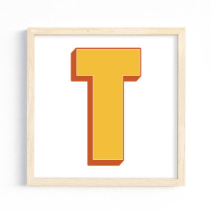 Letter Art Poster, T Monogram, Bold Type Initial Poster