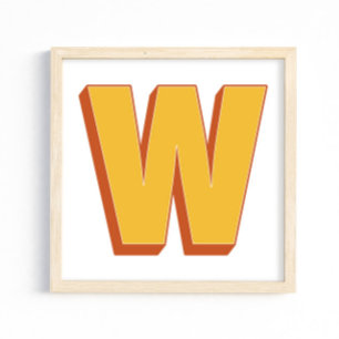 Letter Art Poster, W Monogram, Bold Type Initial Poster