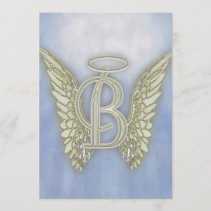 Letter B Angel Monogram Invitation