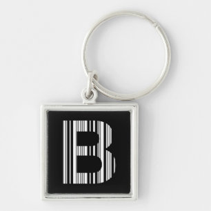 LETTER B BAR CODE First Initial Barcode Pattern Key Ring