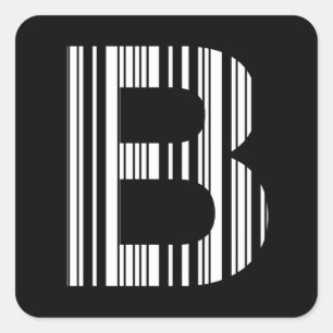 LETTER B BAR CODE First Initial Barcode Pattern Square Sticker