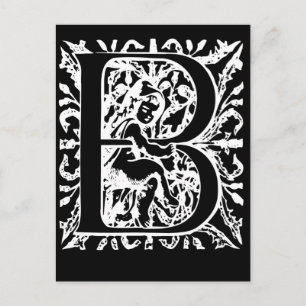 Letter B Black and White Monogram Cards