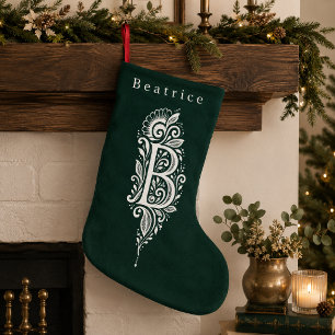 Letter B Botanical Monogram Personalised Stocking