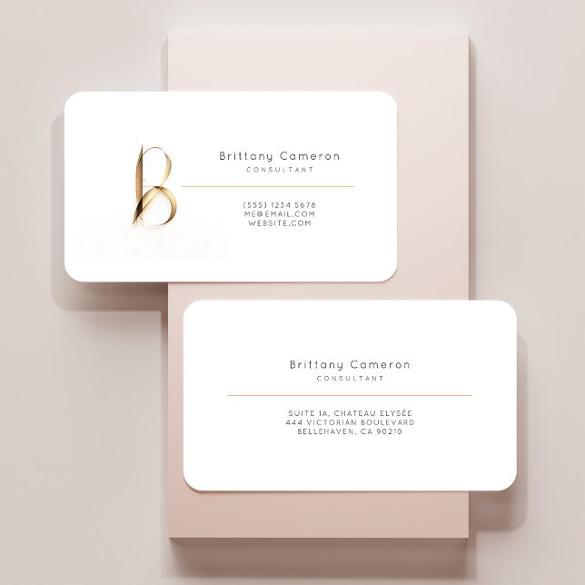 Letter B Calligraphy Gold/Black Gradient Monogram Business Card (Creator Uploaded)