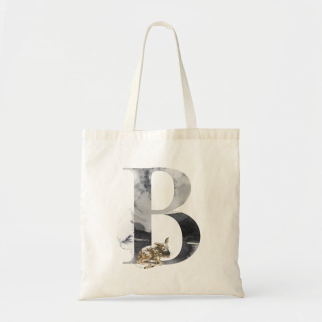 Letter B Christmas Deer Alphabet  Tote Bag (Front)