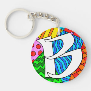 Letter B colourful doodles Key Ring