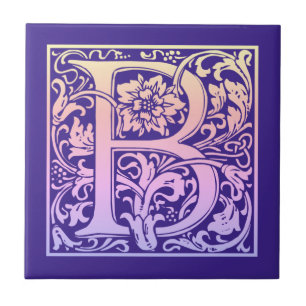 Letter B Colourful Vintage First Letter Gradient Ceramic Tile