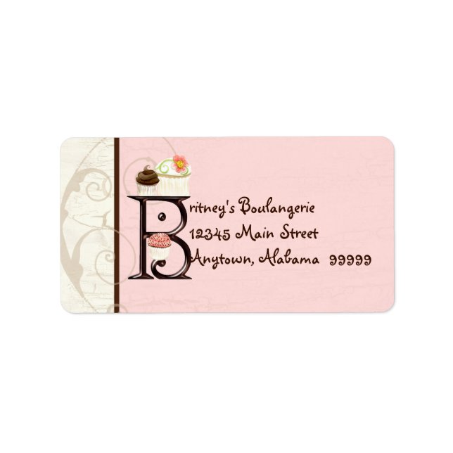 Letter B  Cupcake Business Address Mailing Labels (Front)