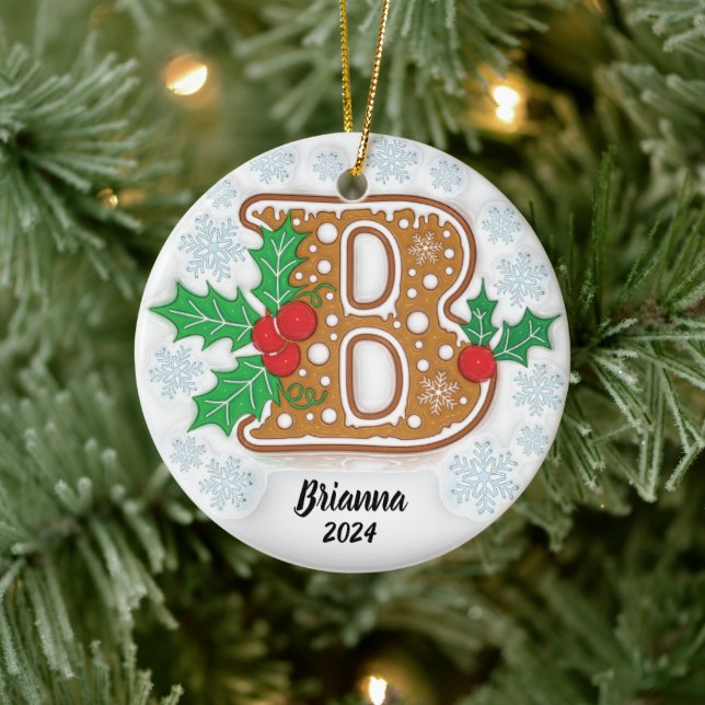 Letter B Custom Christmas Monogram Ornament (Tree)