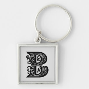 Letter B Custom Monogram Key Ring