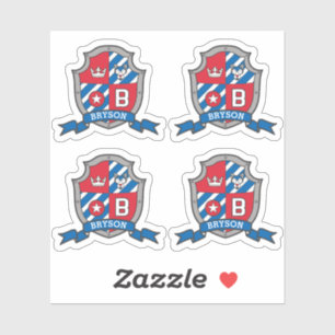 Letter B custom name Bryson wolf dog knights crest