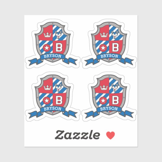 Letter B custom name Bryson wolf dog knights crest (Sheet)