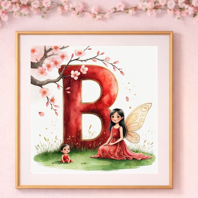 Letter B Fairy Art Poster - Cherry Blossoms (Creator Uploaded)
