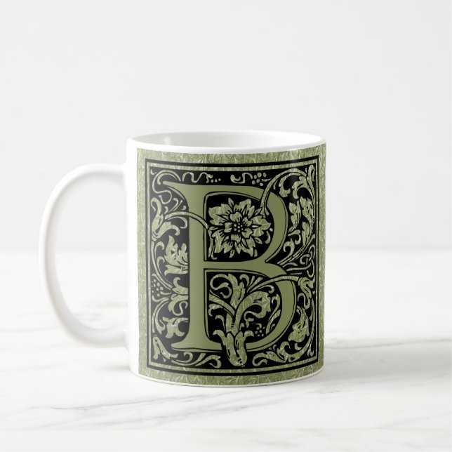 Letter B First Letter Monogram Personalised Coffee Mug (Left)