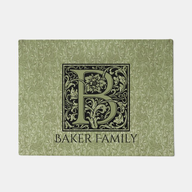Letter B First Letter Monogram Personalised Doormat (Front)