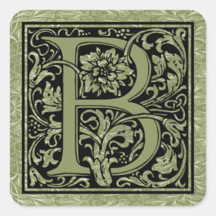 Letter B First Letter Monogram Square Sticker