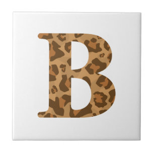 Letter B First Name Monogram Initial Leopard Print Ceramic Tile