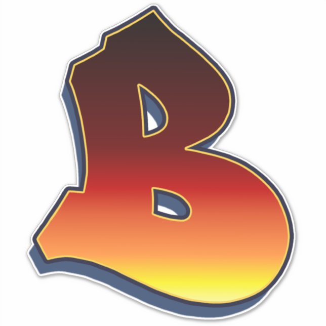 Letter B - flames Sticker (Front)