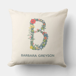 Letter B Floral Garden Monogram personalise Cushion