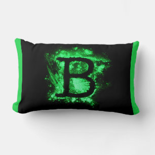 Letter B Green Capital Alphabet Lumbar Cushion