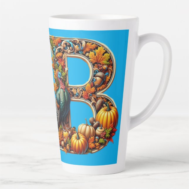 Letter B in Thanksgiving style Latte Mug (Right)