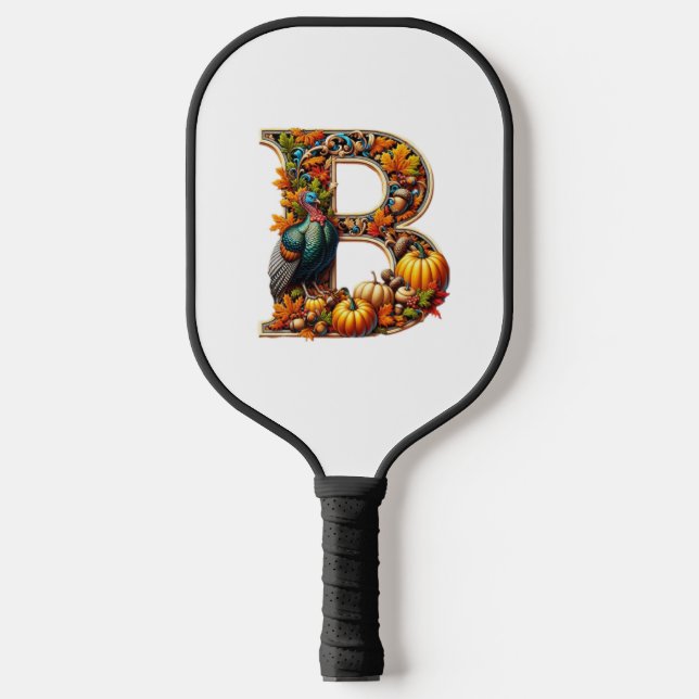 Letter B in Thanksgiving style Pickleball Paddle (Front)