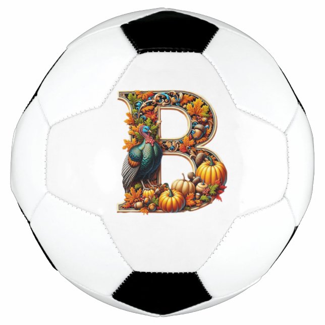 Letter B in Thanksgiving style Soccer Ball (Front)