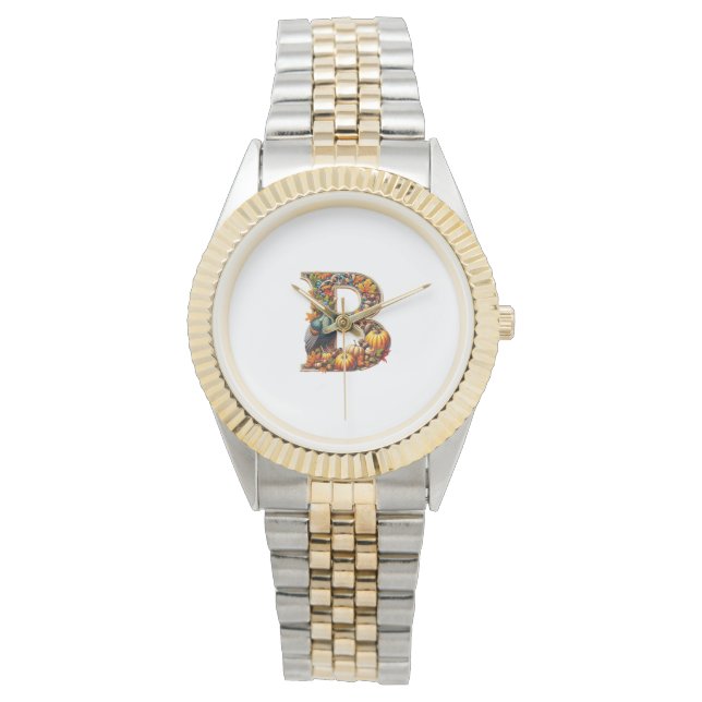 Letter B in Thanksgiving style Watch (Front)