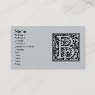 Letter B Mediaeval Monogram Art Nouveau Business Card